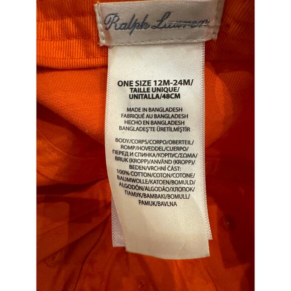 Polo Ralph Lauren Baby Toddler Orange Embroidered Pony Cap Hat 12M - 24M - Picture 4 of 4